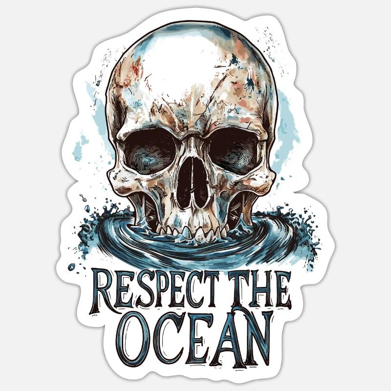 Plongeur Ocean Respect Dive - Sticker taille S (10 x 10 cm) - blanc mat