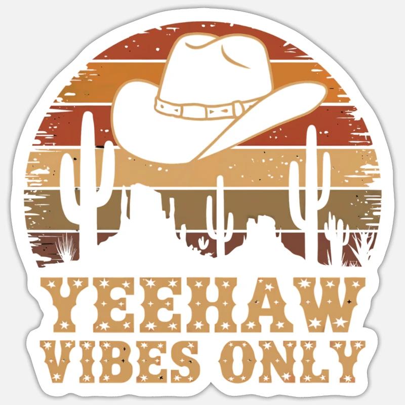 Yeehaw Vibes Only – Western Retro - Sticker Größe S (10 x 10 cm) - Mattweiß