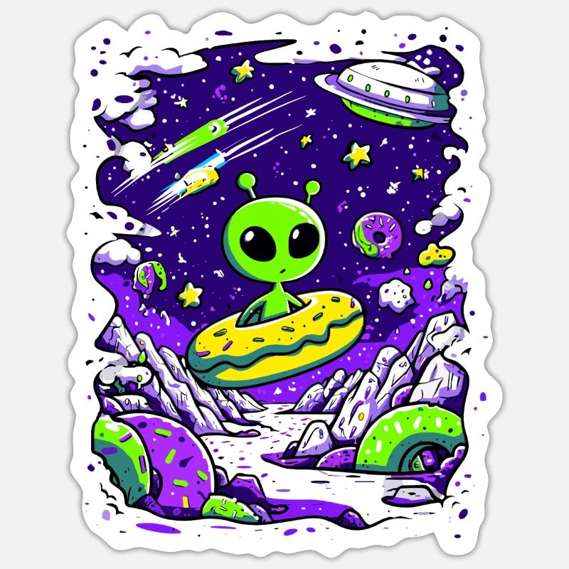 Beignet extraterrestre dans l’espace Sticker taille S (10 x 10 cm)