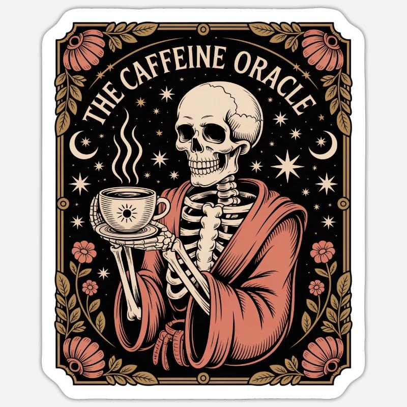 The Caffeine Oracle Skeleton Oracle Coffee Sticker size S (10 x 10 cm)