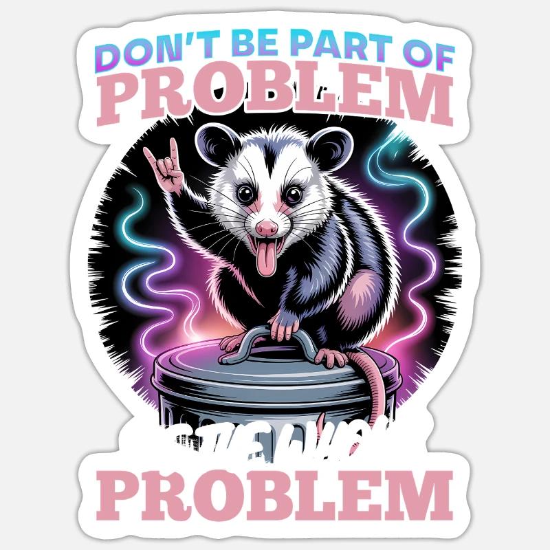Drôle d’opossum - Sticker taille S (10 x 10 cm) - blanc mat
