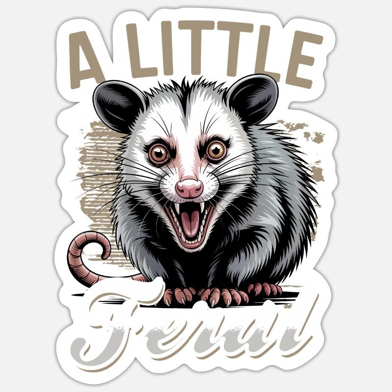 Drôle d’opossum - Sticker taille S (10 x 10 cm) - blanc mat