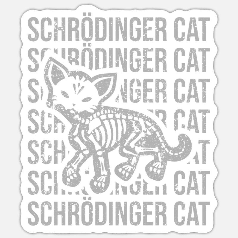 Le chat de Schrödinger - Sticker taille S (10 x 10 cm) - blanc mat