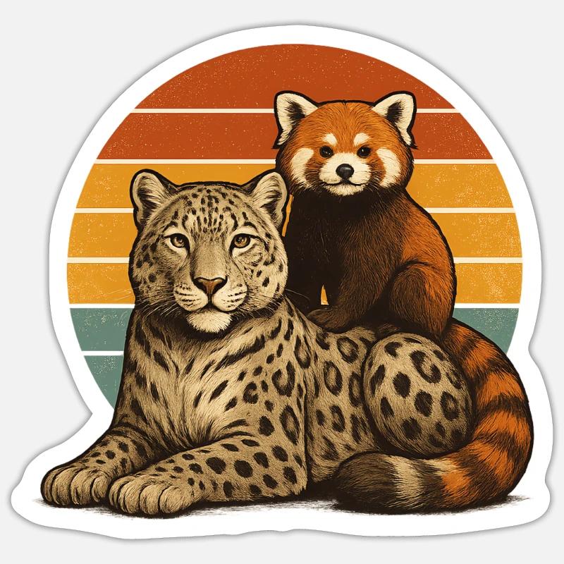 Snow Leopard Red Panda - Sticker size S (10 x 10 cm) - white matte