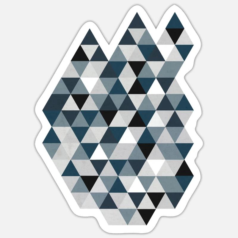 Blue Triangle Mosaic Geometry Triangles - Sticker size S (10 x 10 cm) - white matte