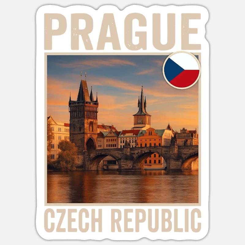 Prag - Sticker Größe S (10 x 10 cm) - Mattweiß