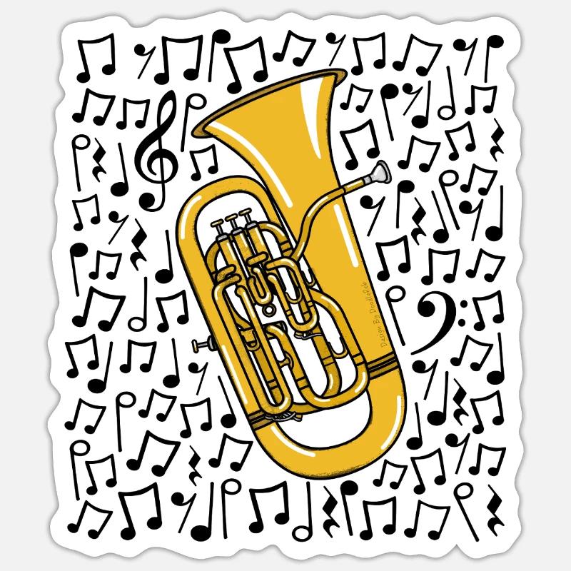 Euphonium Musical Notes Brass Musician - Sticker size S (10 x 10 cm) - white matte