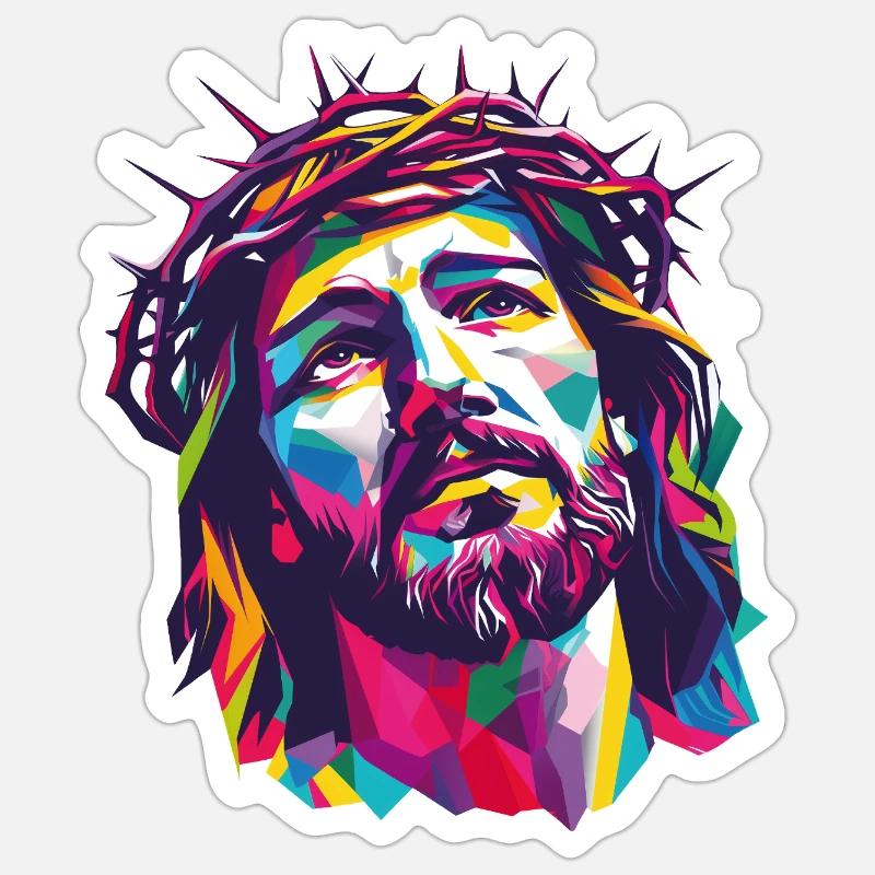 Jésus - Sticker taille S (10 x 10 cm) - blanc mat
