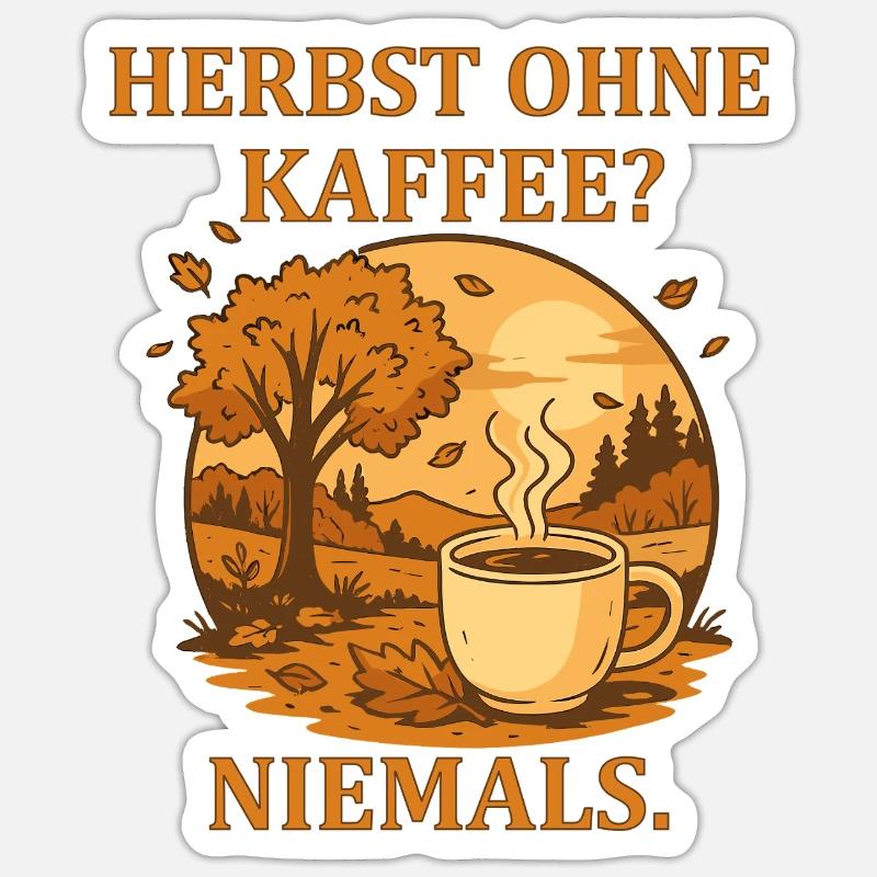 Autumn Without Coffee Never - Sticker size S (10 x 10 cm) - white matte
