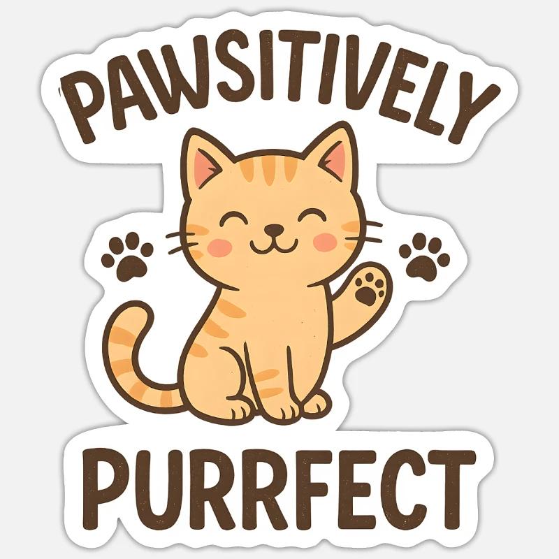 Conception Pathsitively Purrfect Cat Sticker taille S (10 x 10 cm)