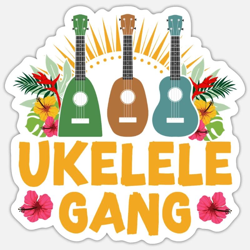 Équipement de ukulélé ukélé hawaïen - Sticker taille S (10 x 10 cm) - blanc mat