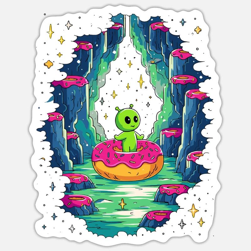 Alien Donut Cave - Sticker size S (10 x 10 cm) - white matte