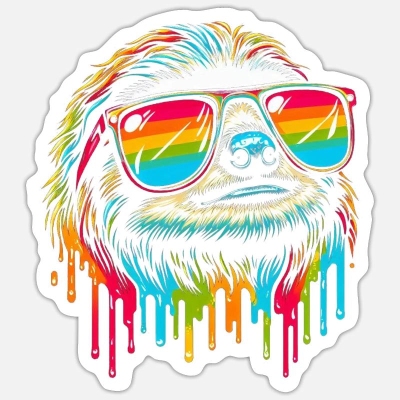 Sloth Sloth Art Lazy Sloth Fan - Sticker size S (10 x 10 cm) - white matte