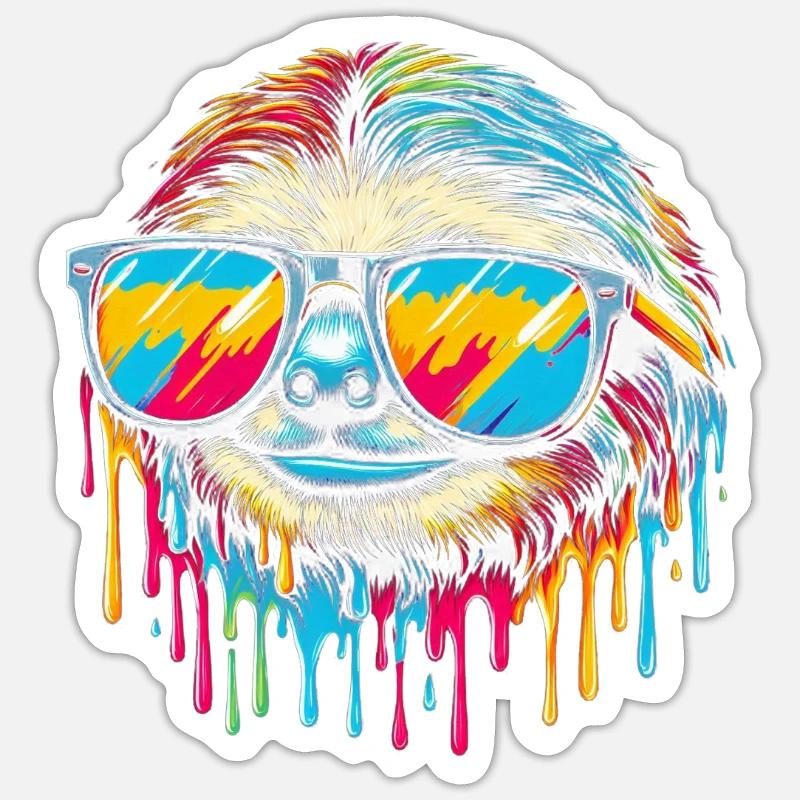 Sloth Sloth Art Lazy Sloth Fan - Sticker size S (10 x 10 cm) - white matte
