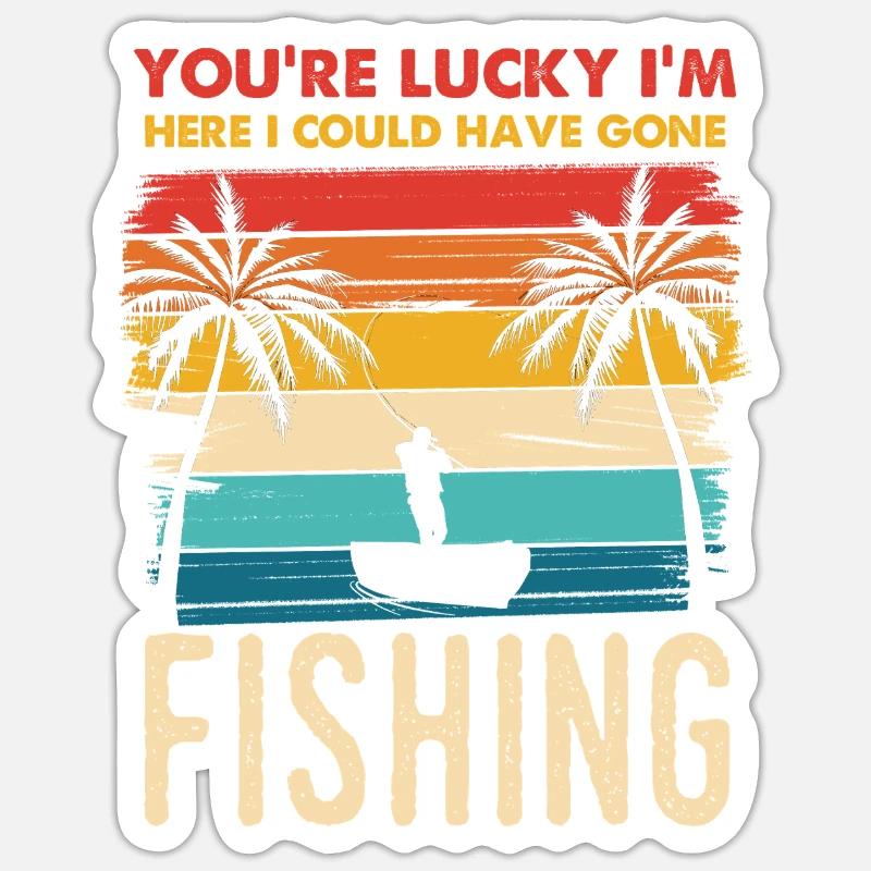 Fischerei Retro Sunset Silhouette - Sticker Größe S (10 x 10 cm) - Mattweiß