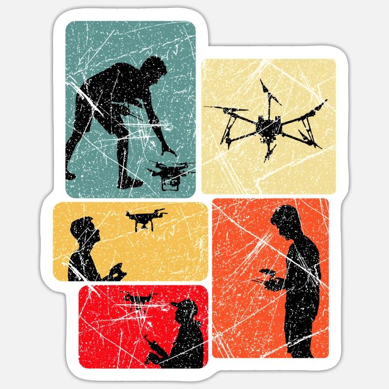 Drone Pilot Panels Art - Sticker size S (10 x 10 cm) - white matte