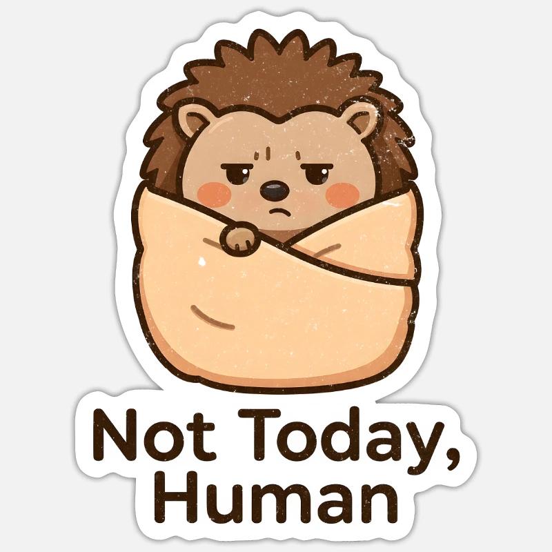 Not today, human hedgehog - Sticker size S (10 x 10 cm) - white matte