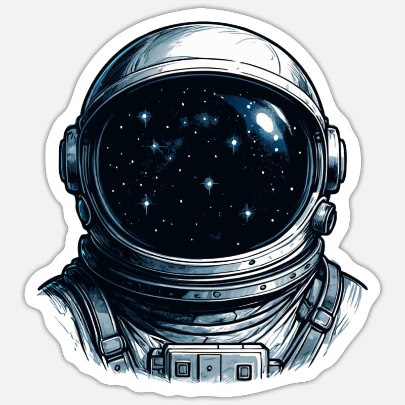 Astronaut Visor Starry Sky - Sticker size S (10 x 10 cm) - white matte