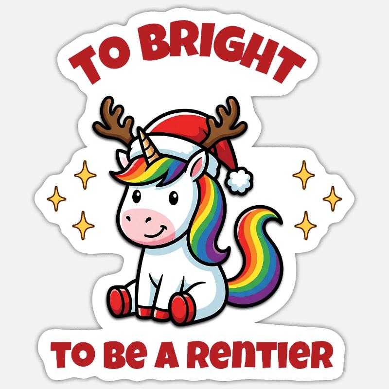 Fabuleuse licorne de Noël arc-en-ciel - Sticker taille S (10 x 10 cm) - blanc mat