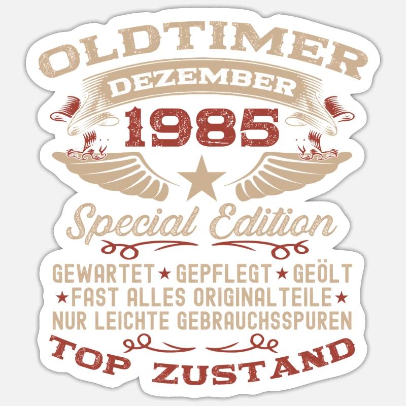 40. Geburtstag Geschenk Oldtimer Dezember 1985 Sticker