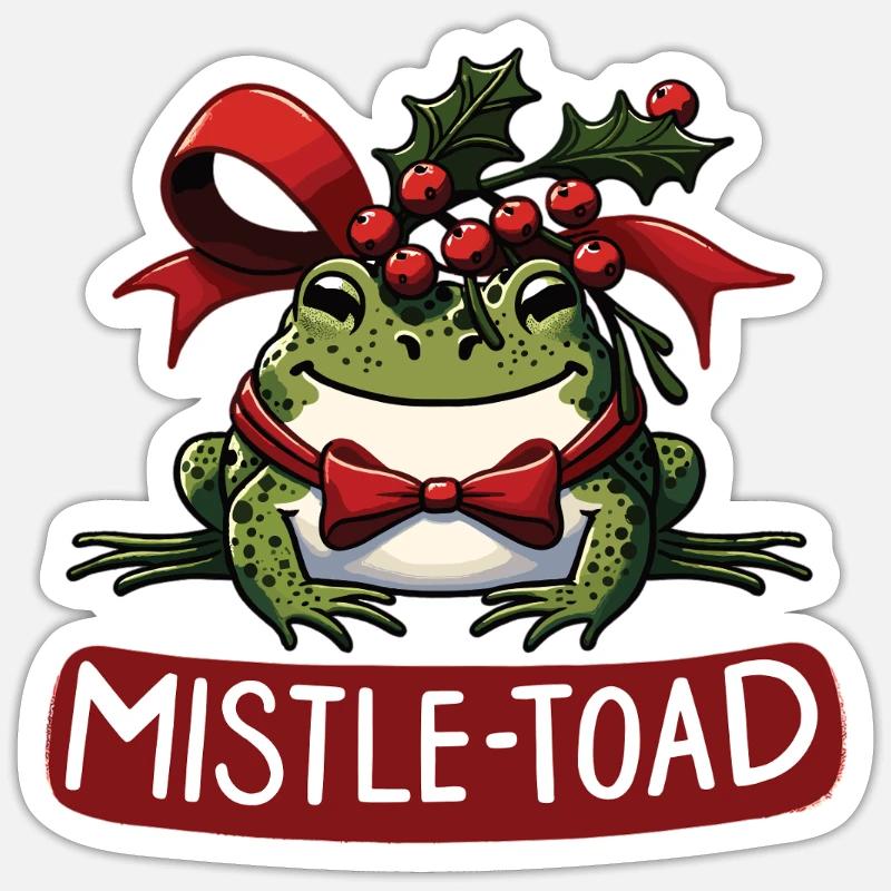 Gui et crapaud : jeu de mots drôle sur le crapaud de Noël - Sticker taille S (10 x 10 cm) - blanc mat