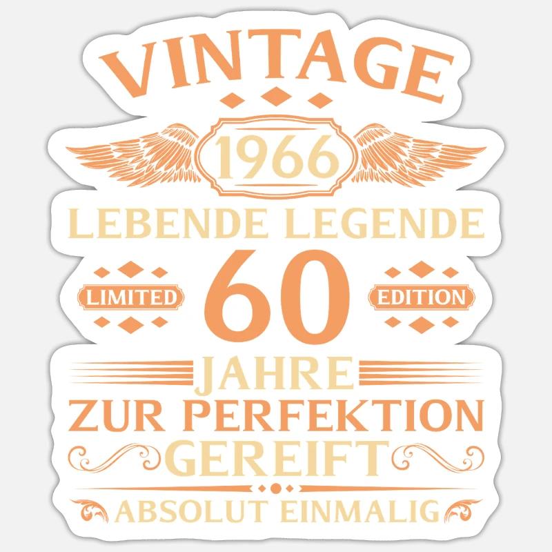 60e anniversaire Année 1966 - Sticker taille S (10 x 10 cm) - blanc mat