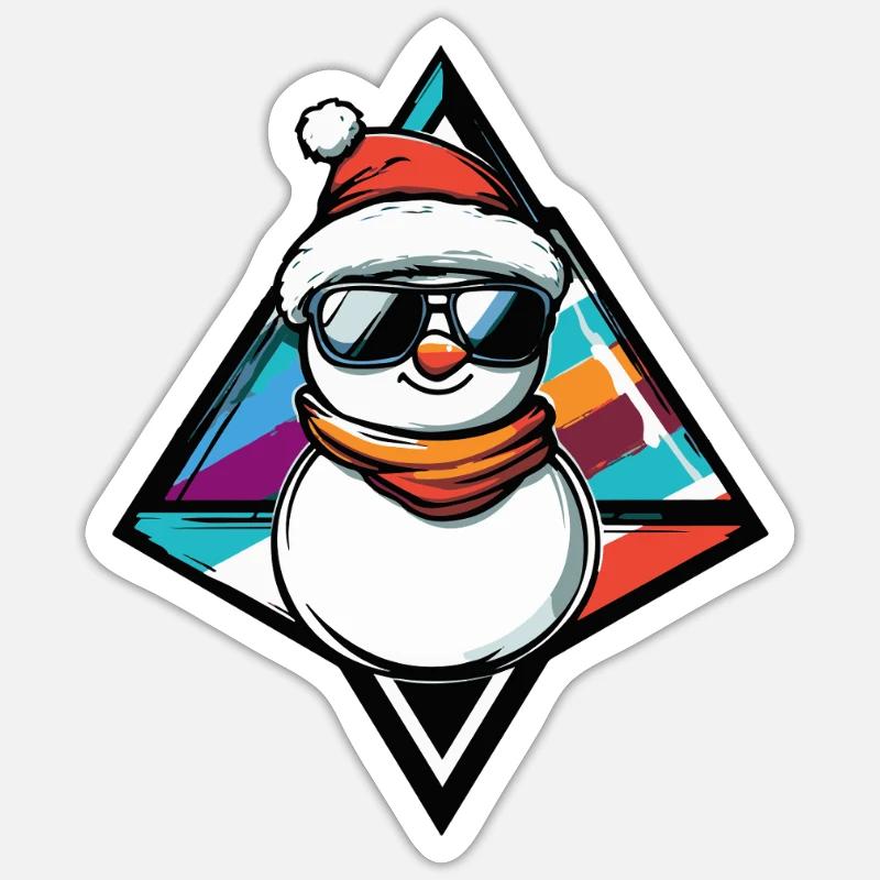 Snowman with Sunglasses Comic - Sticker size S (10 x 10 cm) - white matte