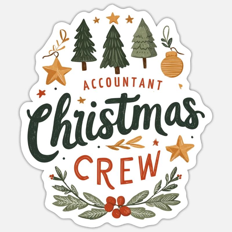 Comptable Christmas Crew Tee - Sticker taille S (10 x 10 cm) - blanc mat