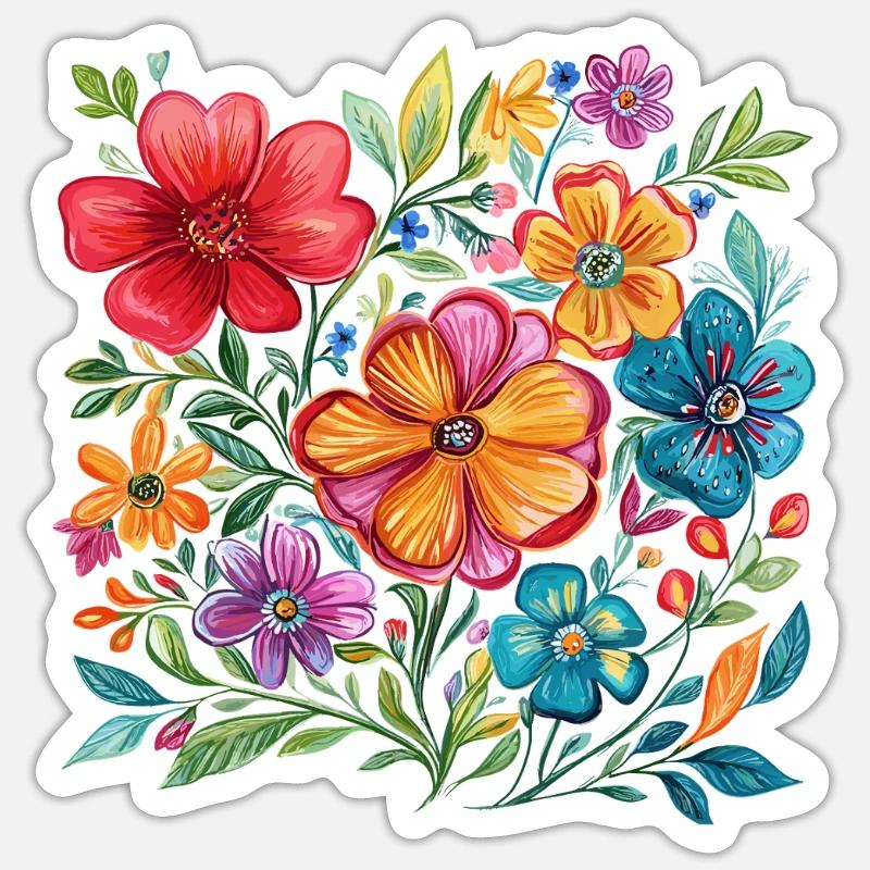 Couleurs de la fleur Explosion des couleurs - Sticker taille S (10 x 10 cm) - blanc mat