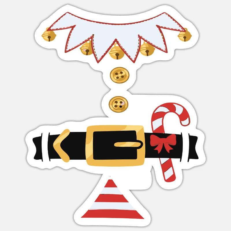 WEIHNACHTS ELF Kostüm  - Sticker Größe S (10 x 10 cm) - Mattweiß