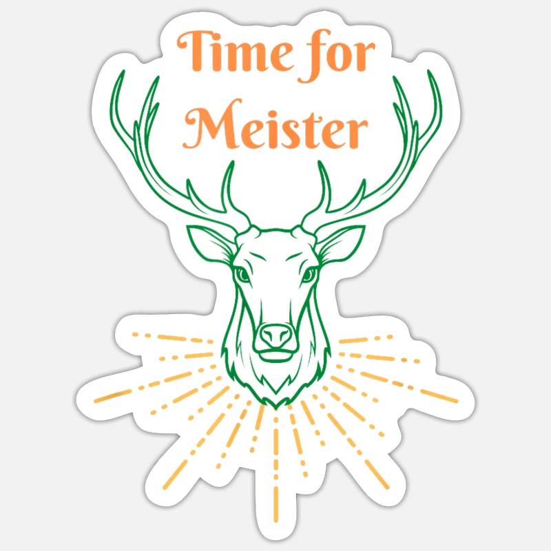 C’est l’heure de Meister Hirsch - Sticker taille S (10 x 10 cm) - blanc mat