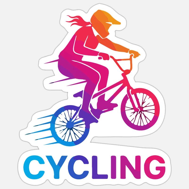 Gradient Cyclist Silhouette - Sticker size S (10 x 10 cm) - white matte