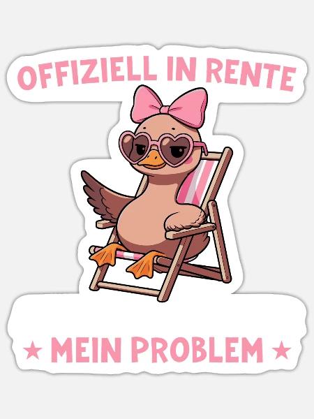 Rentnerin Ente im Liegestuhl - Abschied Rente - Sticker Größe S (10 x 10 cm) - Mattweiß