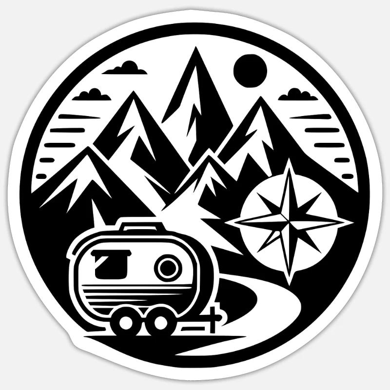 Camping - Sticker taille S (10 x 10 cm) - blanc mat