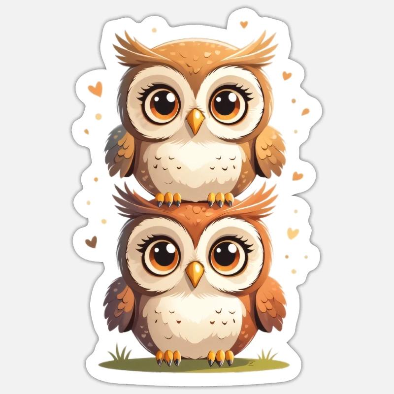 Zwillings Eulen Popkunst Sticker Größe S (10 x 10 cm)