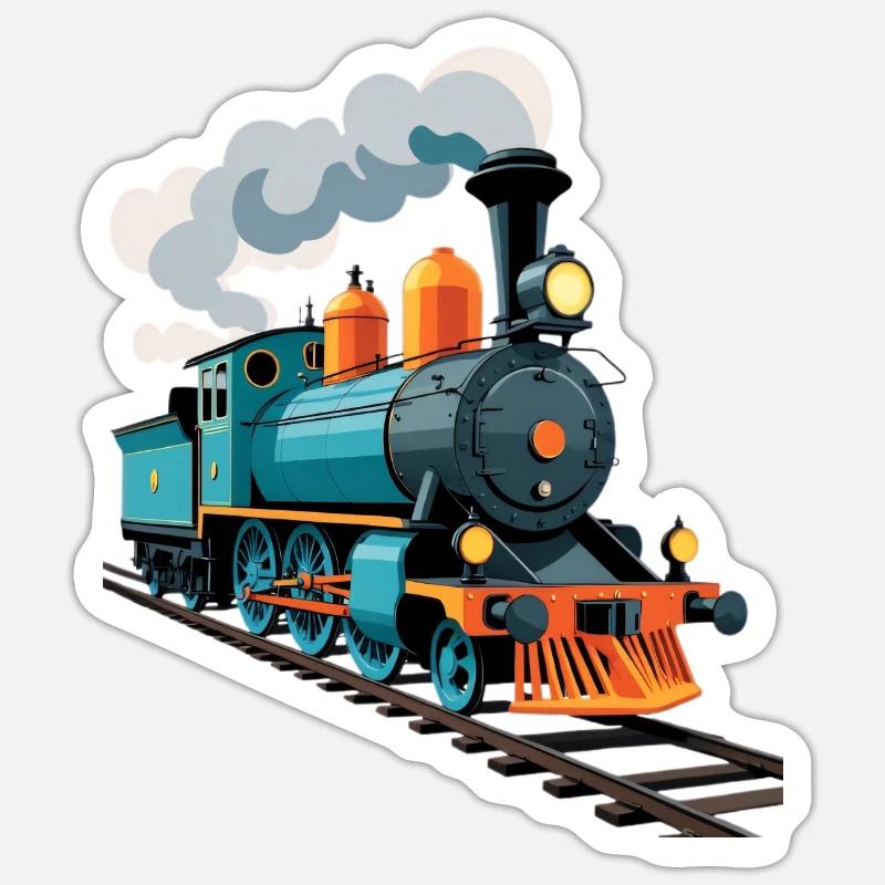 Dampflok Farbexplosion - Sticker Größe S (10 x 10 cm) - Mattweiß