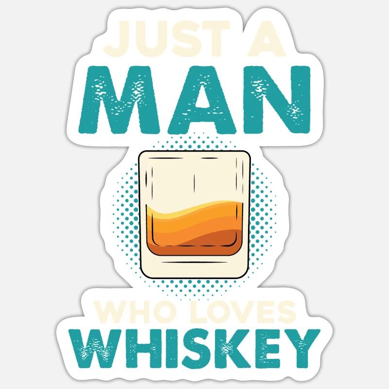 Nur ein Mann liebt Whiskey - Sticker Größe S (10 x 10 cm) - Mattweiß