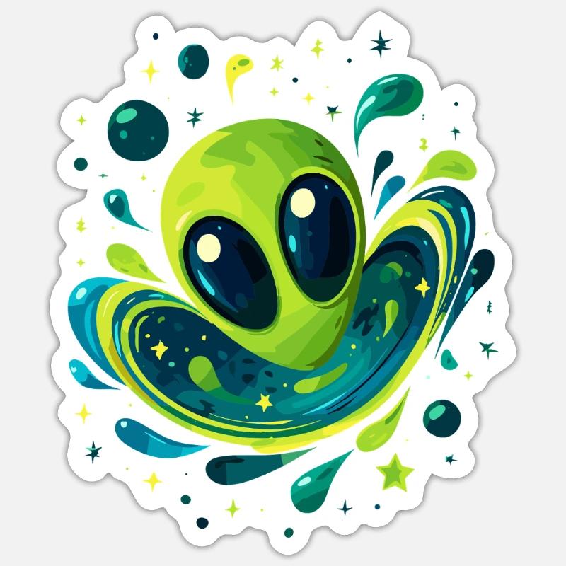 Galactic Alien Vortex - Sticker size S (10 x 10 cm) - white matte