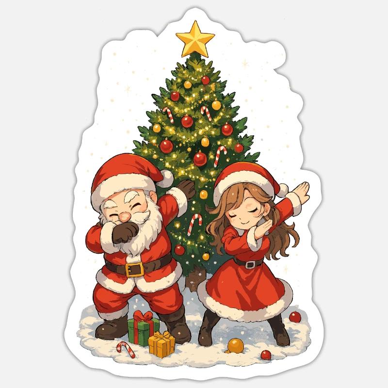 Christmas Dab, Santa Squad, Fun Xmas - Sticker taille S (10 x 10 cm) - blanc mat