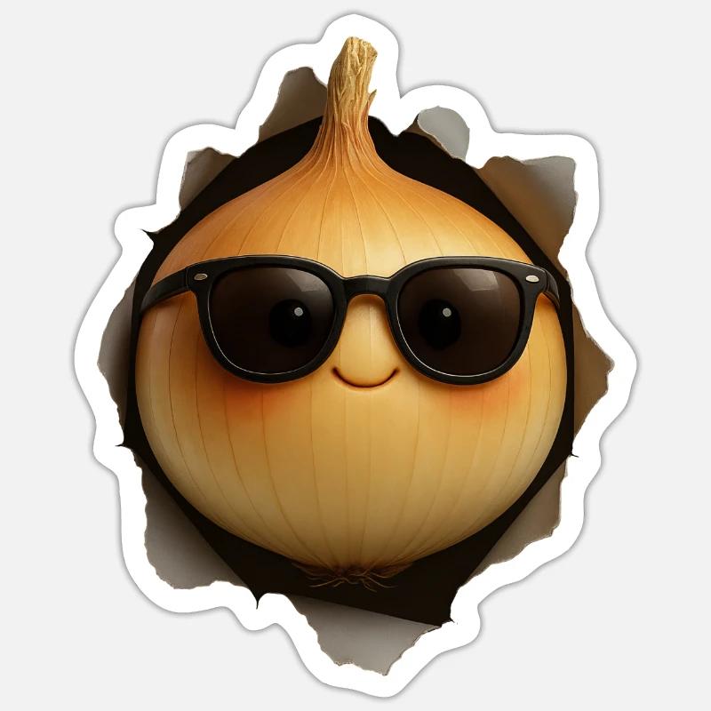 oignon - Sticker taille S (10 x 10 cm) - blanc mat