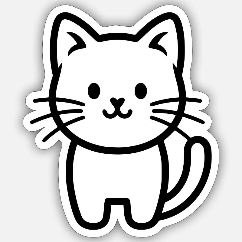 Cute stylized little cat - Sticker size S (10 x 10 cm) - white matte
