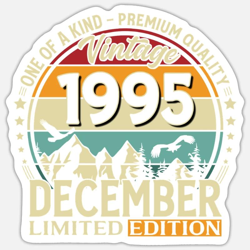30e anniversaire Millésime Décembre 1995 - Sticker taille S (10 x 10 cm) - blanc mat