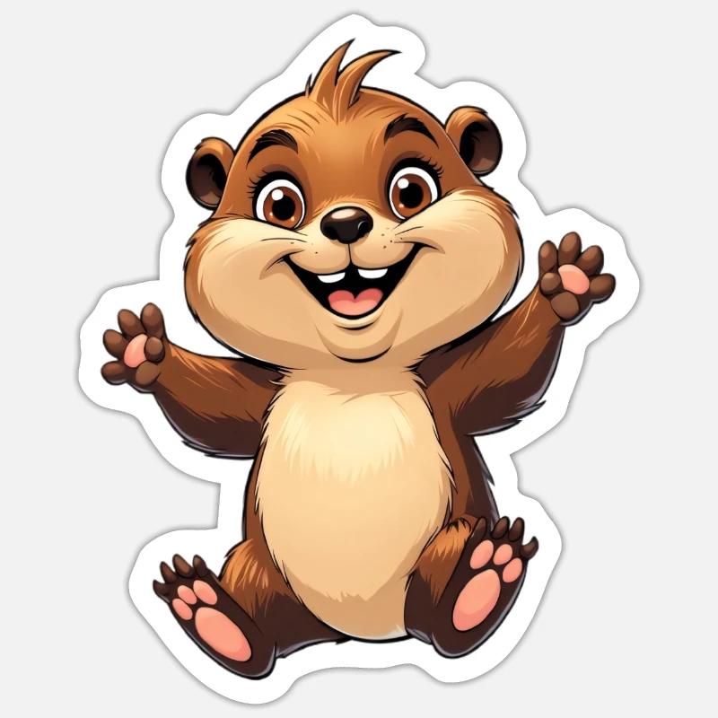 Fröhliches Eichhörnchen Design - Sticker Größe S (10 x 10 cm) - Mattweiß