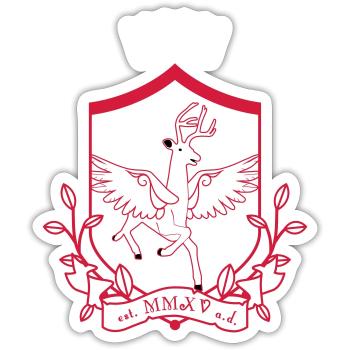 Geflügeltes Reh – edles Wappentier Wald - Sticker Größe S (10 x 10 cm) - Mattweiß - Vorne