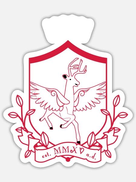 Geflügeltes Reh – edles Wappentier Wald - Sticker Größe S (10 x 10 cm) - Mattweiß