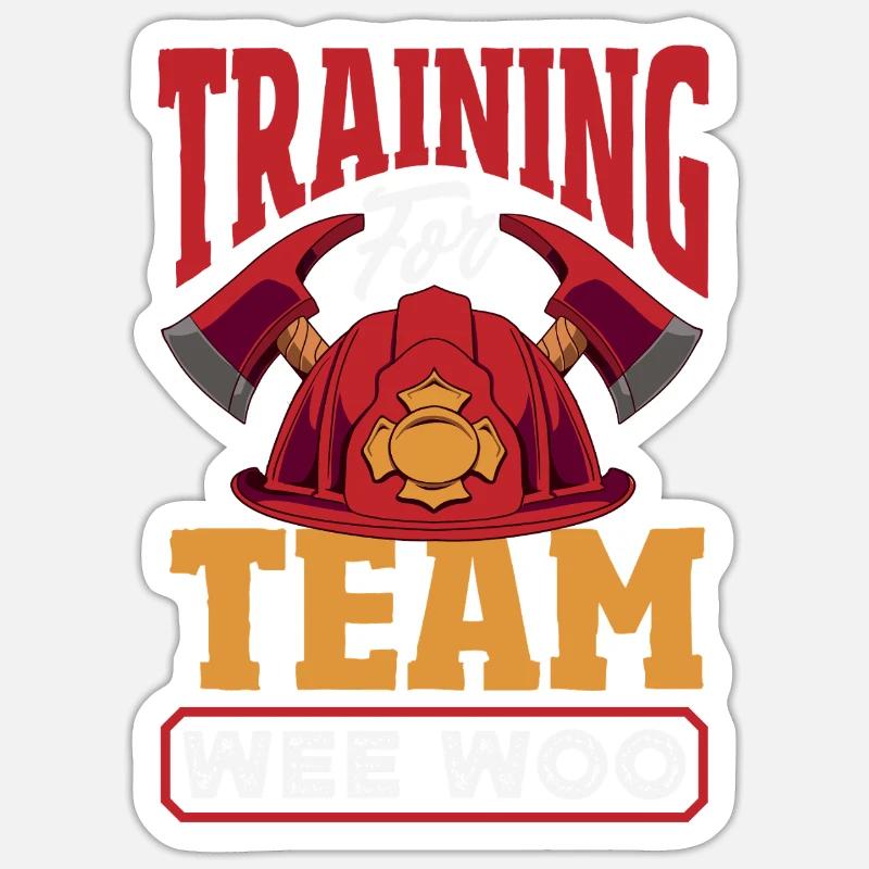 Wee Woo Squad Fire Tiny Feuerwehrmann - Sticker Größe S (10 x 10 cm) - Mattweiß