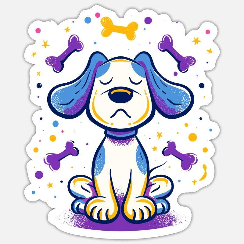 Stolzer Welpe Knochen-Accent - Sticker Größe S (10 x 10 cm) - Mattweiß