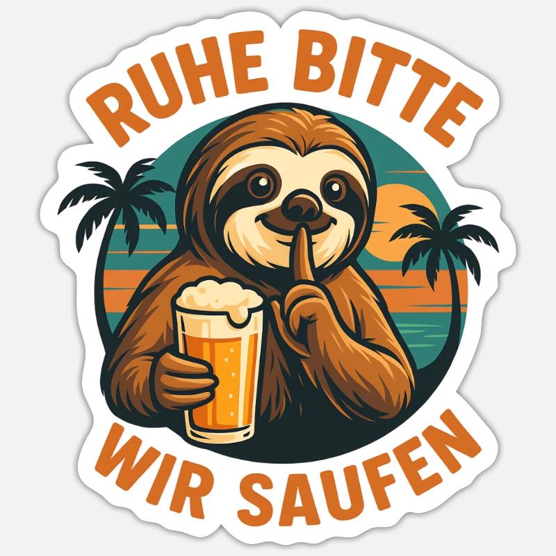 Rest Please We Drink Sloth - Sticker size S (10 x 10 cm) - white matte