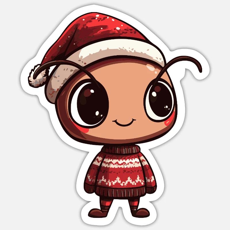 Noël des fourmis - Sticker taille S (10 x 10 cm) - blanc mat