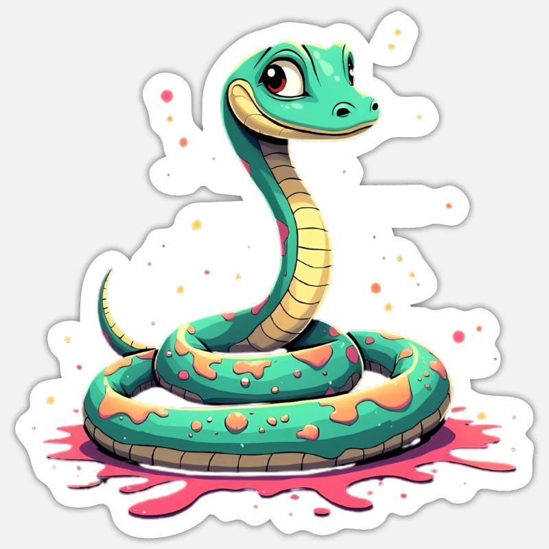 Teal snake with paint splashes Sticker size S (10 x 10 cm)